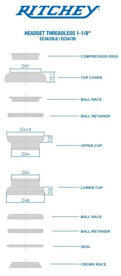 Ritchey Juego De Dirección Comp 1 1/8" EC34 Ahead Estándar | Bike-Discount - Imagen 2